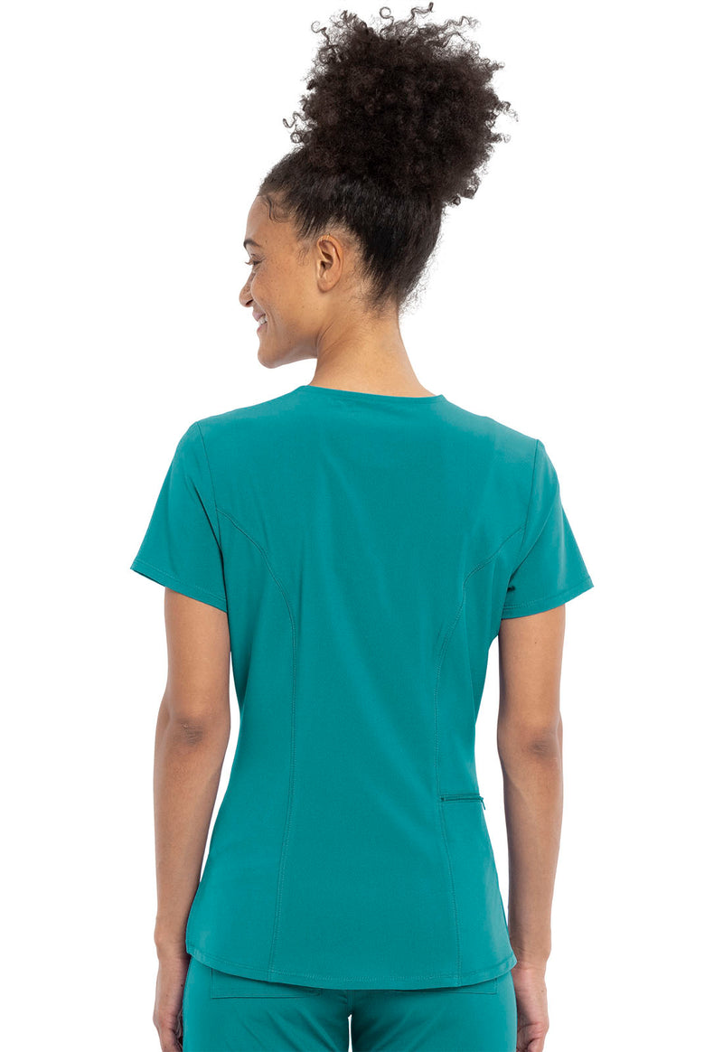 Teal Blue - Cherokee Allura Women Scrub Top - Back View
