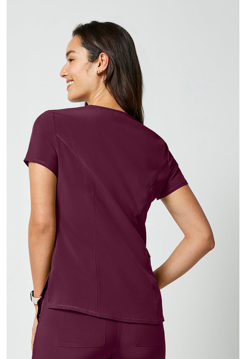 Wine - Cherokee Allura Women Scrub Top - Back View