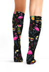 Flamingo Party - Knee High 8-15 mmHg Compression Sock (Back)