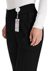 Black - Women's Natural Rise Tapered Leg Pull-On Scrub Pants – Petite (View 2)