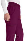 Wine - Women's Natural Rise Tapered Leg Pull-On Scrub Pants – Petite (View 3)