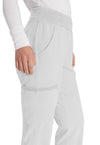 White - Women's Natural Rise Tapered Leg Pull-On Scrub Pants – Petite (View 3)