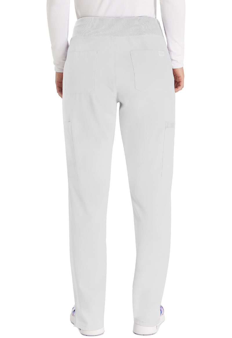 White - Women's Natural Rise Tapered Leg Pull-On Scrub Pants – Petite (Back)