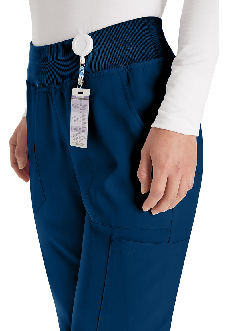 Navy - Women's Natural Rise Tapered Leg Pull-On Scrub Pants – Tall (View 2)