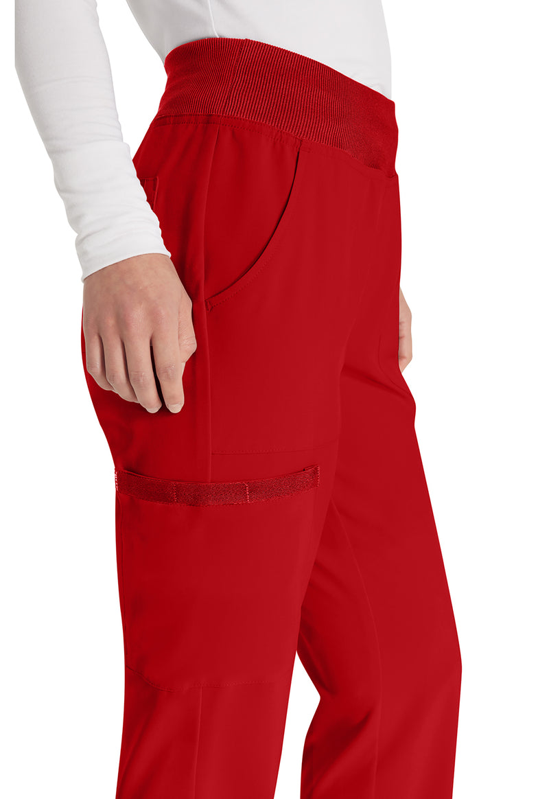 Red - Women's Natural Rise Tapered Leg Pull-On Scrub Pants – Tall (View 3)