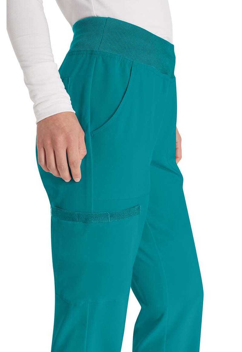 Teal Blue - Women's Natural Rise Tapered Leg Pull-On Scrub Pants – Tall (View 3)