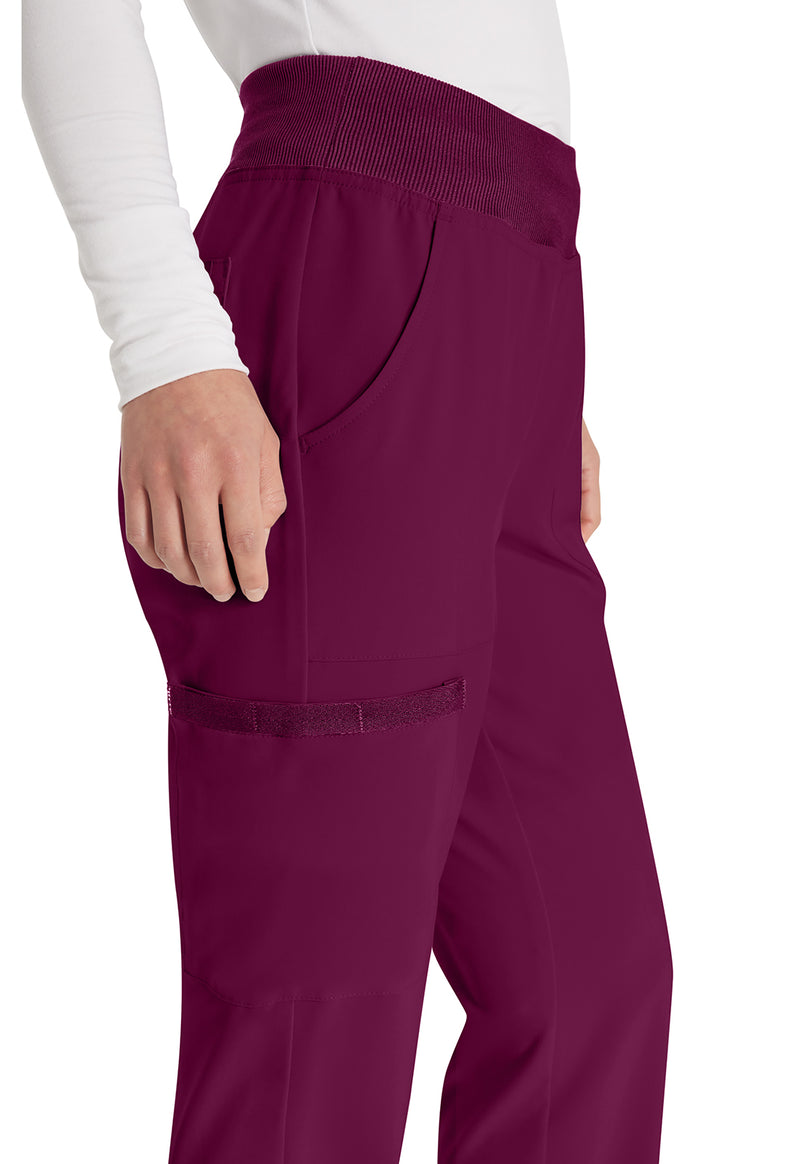 Wine - Women's Natural Rise Tapered Leg Pull-On Scrub Pants – Tall (View 3)