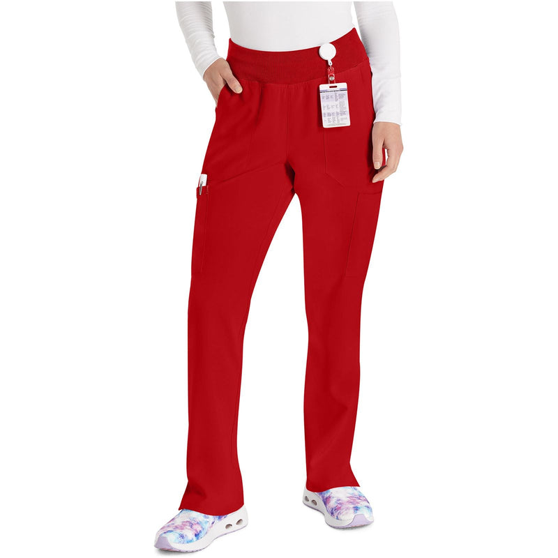 red - Natural Rise Tapered Leg Pull-On Pant