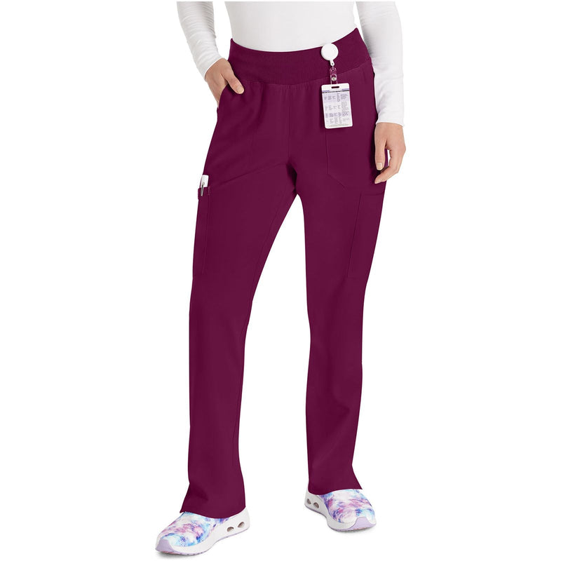 wine - Natural Rise Tapered Leg Pull-On Pant