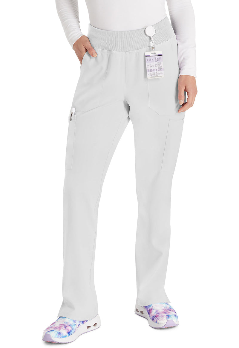 White - Women's Natural Rise Tapered Leg Pull-On Scrub Pants
