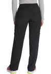 Black - Women's Mid Rise Straight Leg Drawstring Scrub Pants – Petite (Back)