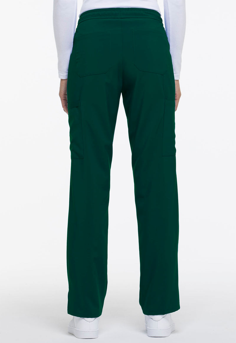 Hunter Green - Women's Mid Rise Straight Leg Drawstring Scrub Pants – Petite (Back)