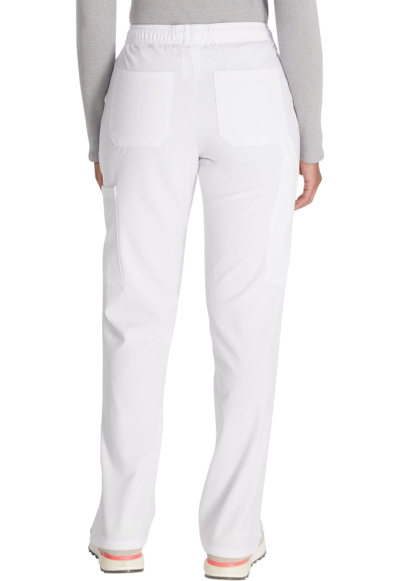 White - Women's Mid Rise Straight Leg Drawstring Scrub Pants – Petite (Back)