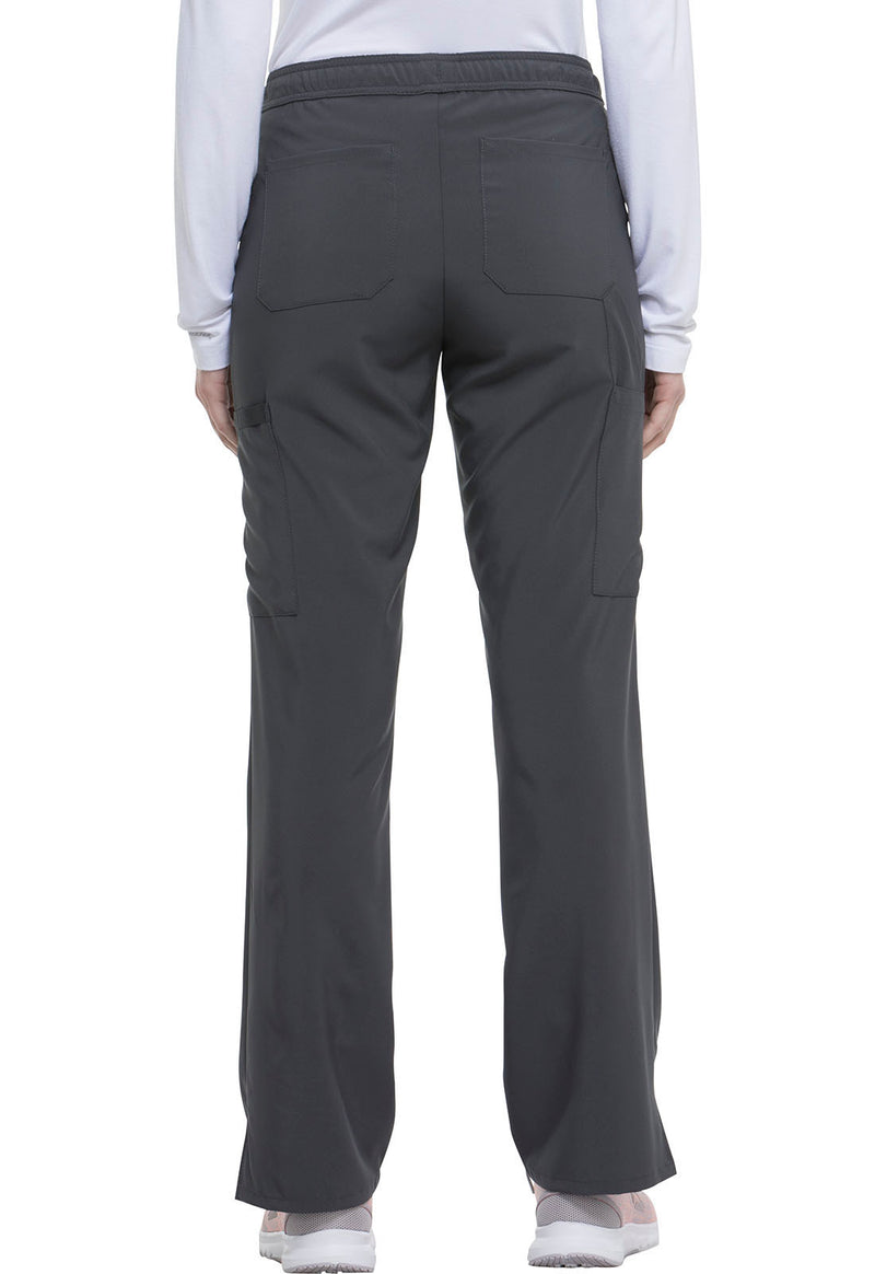 Pewter - Women's Mid Rise Straight Leg Drawstring Scrub Pants – Tall (Back)