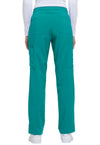 Teal Blue - Women's Mid Rise Straight Leg Drawstring Scrub Pants – Tall (Back)