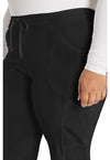 Black - Women's Mid Rise Straight Leg Drawstring Scrub Pants – Regular (View 2)