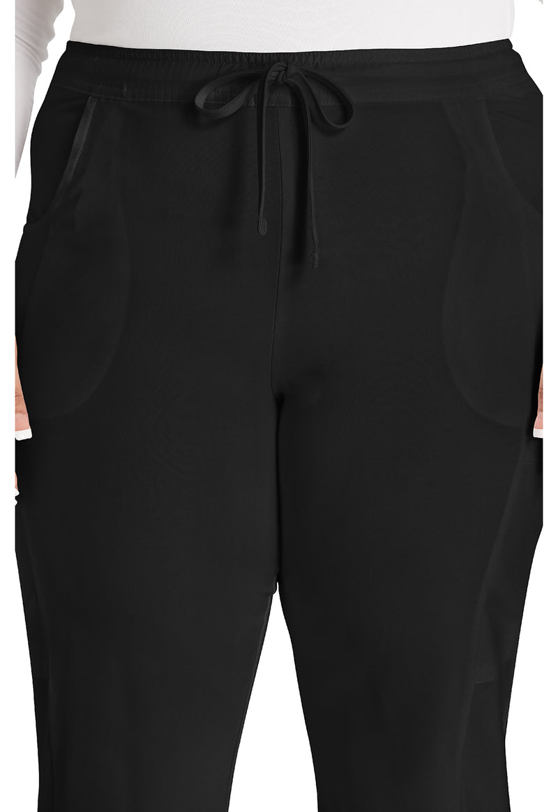 Black - Women's Mid Rise Straight Leg Drawstring Scrub Pants – Regular (View 3)