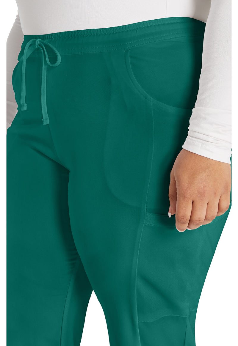 Hunter Green - Women's Mid Rise Straight Leg Drawstring Scrub Pants – Regular (View 2)