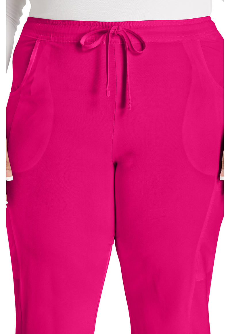 Hot Pink - Women's Mid Rise Straight Leg Drawstring Scrub Pants – Regular (View 3)