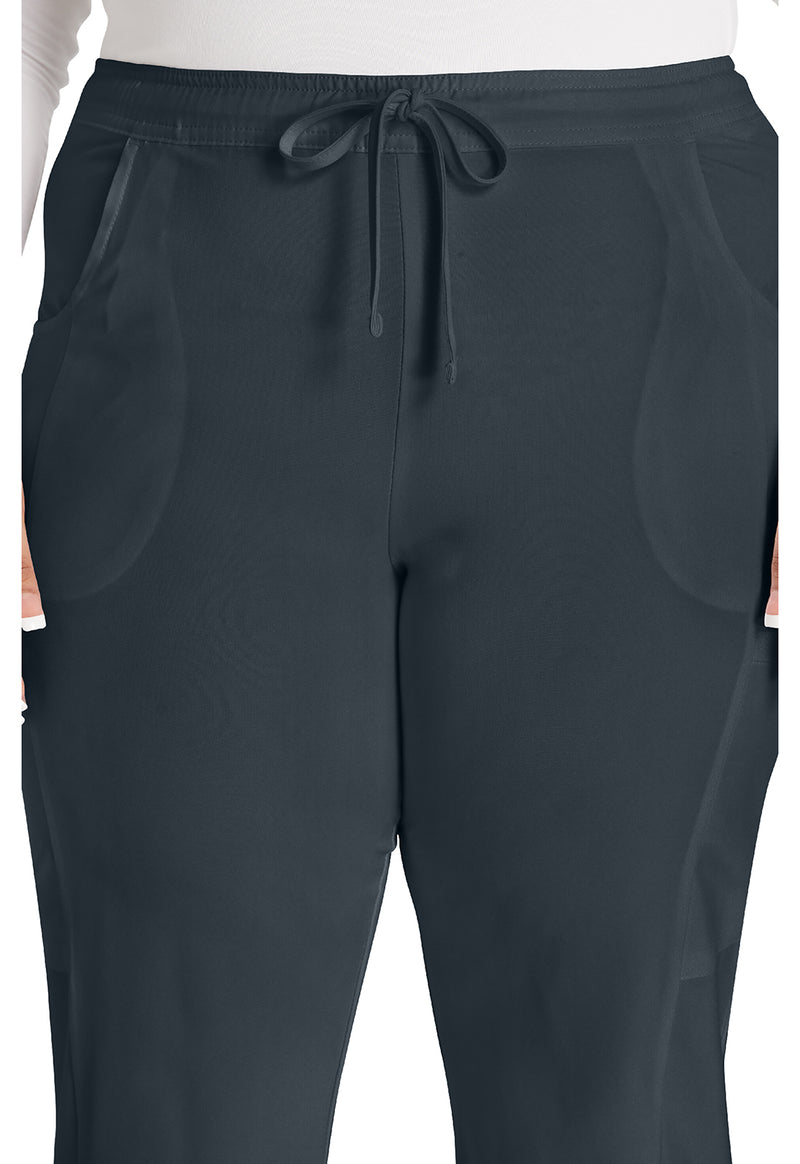 Pewter - Women's Mid Rise Straight Leg Drawstring Scrub Pants – Regular (View 3)