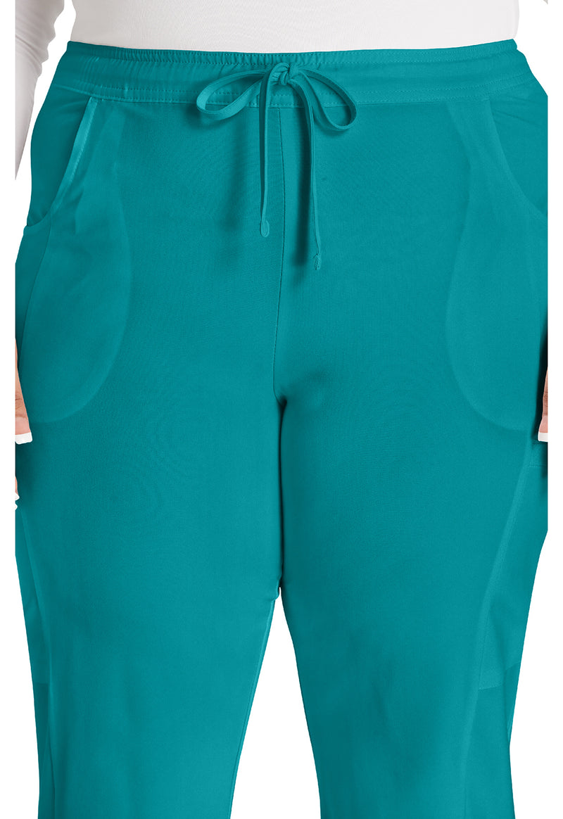 Teal Blue - Women's Mid Rise Straight Leg Drawstring Scrub Pants – Regular (View 3)
