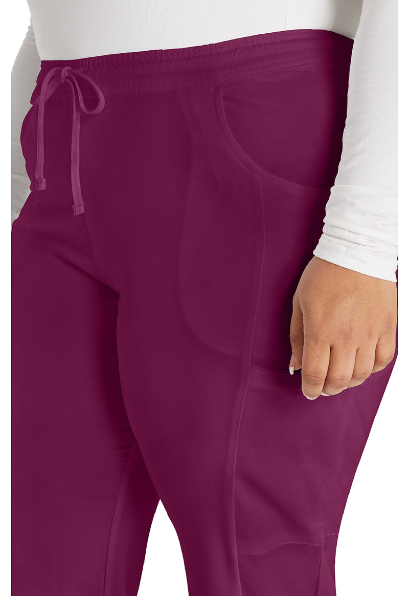 Wine - Women's Mid Rise Straight Leg Drawstring Scrub Pants – Regular (View 2)