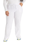 White - Women's Mid Rise Straight Leg Drawstring Scrub Pants