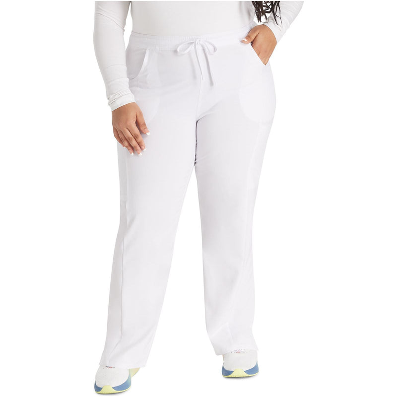 white - Mid Rise Straight Leg Drawstring Pant