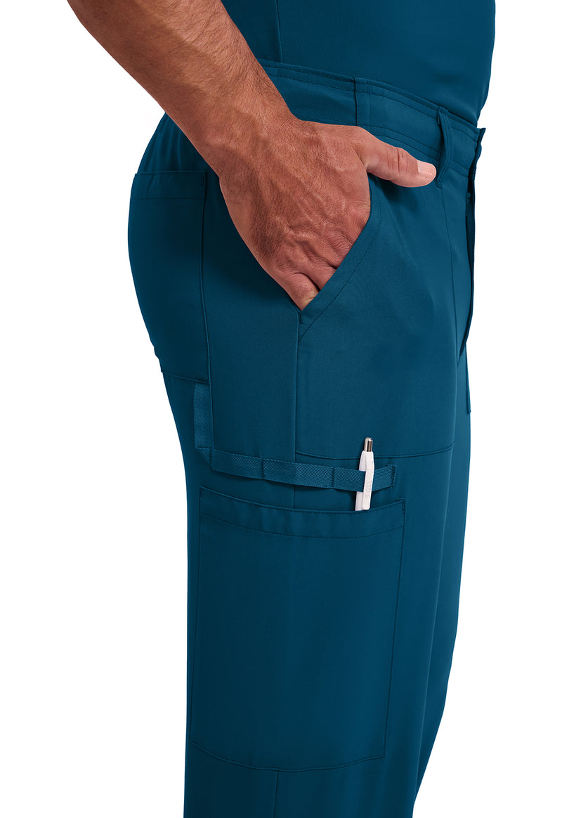 Caribbean Blue - Men's Natural Rise Drawstring Scrub Pants – Short (View 3)