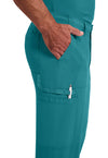 Teal Blue - Men's Natural Rise Drawstring Scrub Pants – Short (View 3)