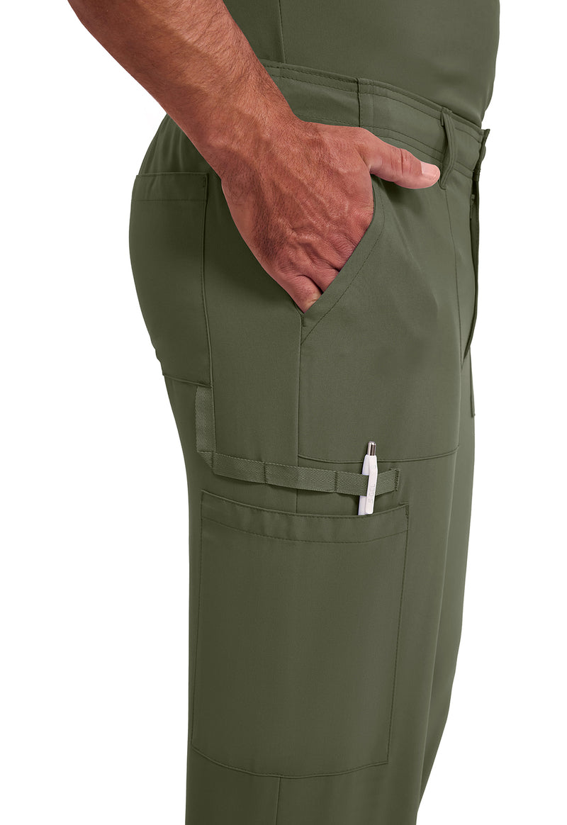 Olive - Men's Natural Rise Drawstring Scrub Pants – Regular (View 3)