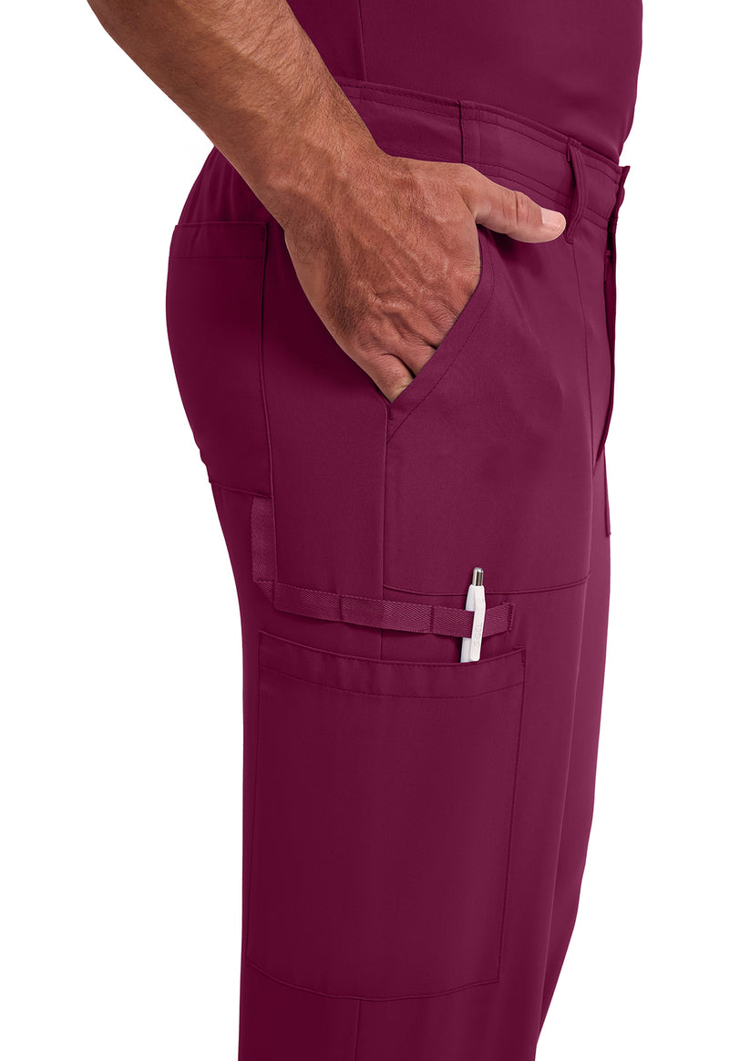 Wine - Men's Natural Rise Drawstring Scrub Pants – Regular (View 3)