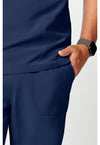 Navy - Unisex Natural Rise Tapered Leg Scrub Pants (View 3)