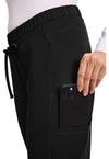 Black - Women's Mid Rise Straight Leg Drawstring Scrub Pants (View 3)