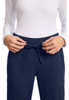 Navy - Women's Mid Rise Straight Leg Drawstring Scrub Pants (View 2)