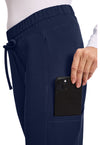 Navy - Women's Mid Rise Straight Leg Drawstring Scrub Pants (View 3)