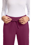 Wine - Women's Mid Rise Straight Leg Drawstring Scrub Pants (View 2)