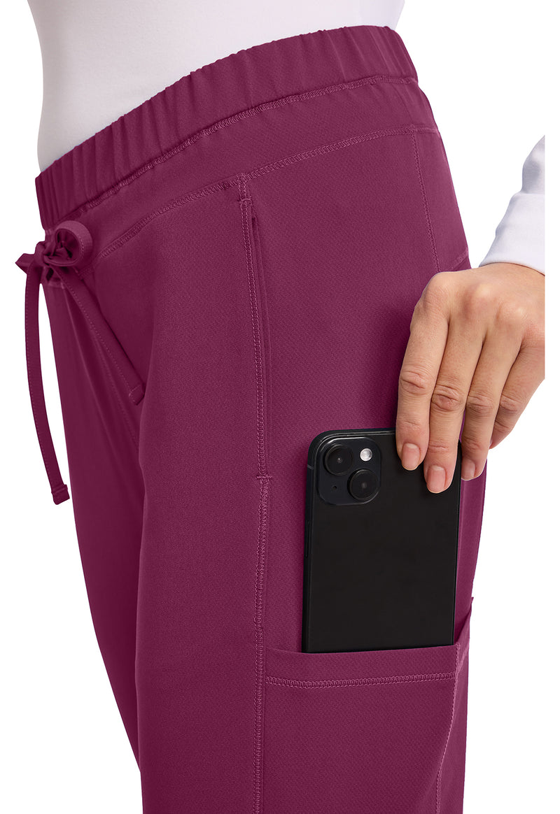 Wine - Women's Mid Rise Straight Leg Drawstring Scrub Pants (View 3)
