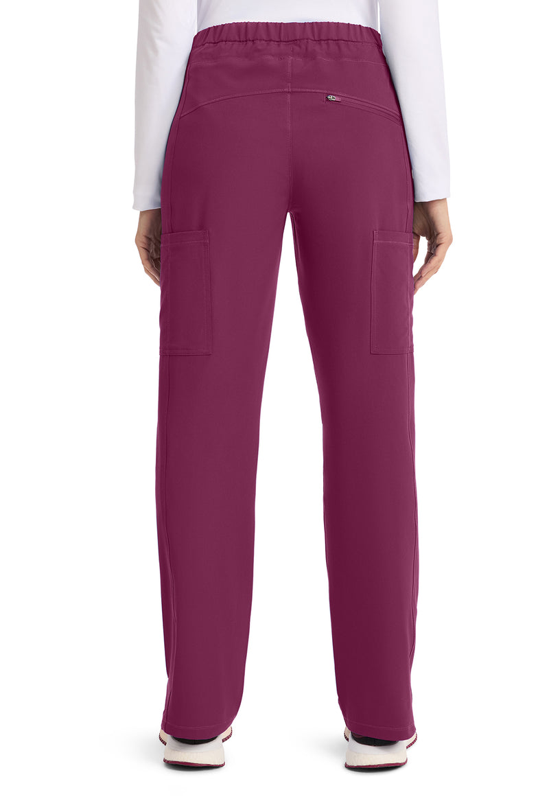 Wine - Dickies Dynamix Women Scrub Pants - Back View
