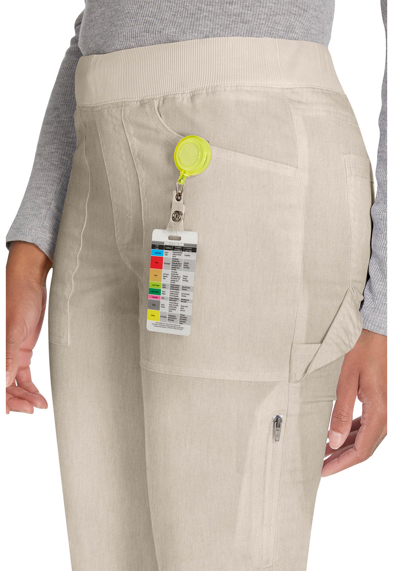 Heather Blonde Wood - Women's Mid Rise Tapered Leg Pull-on Scrub Pants (View 2)