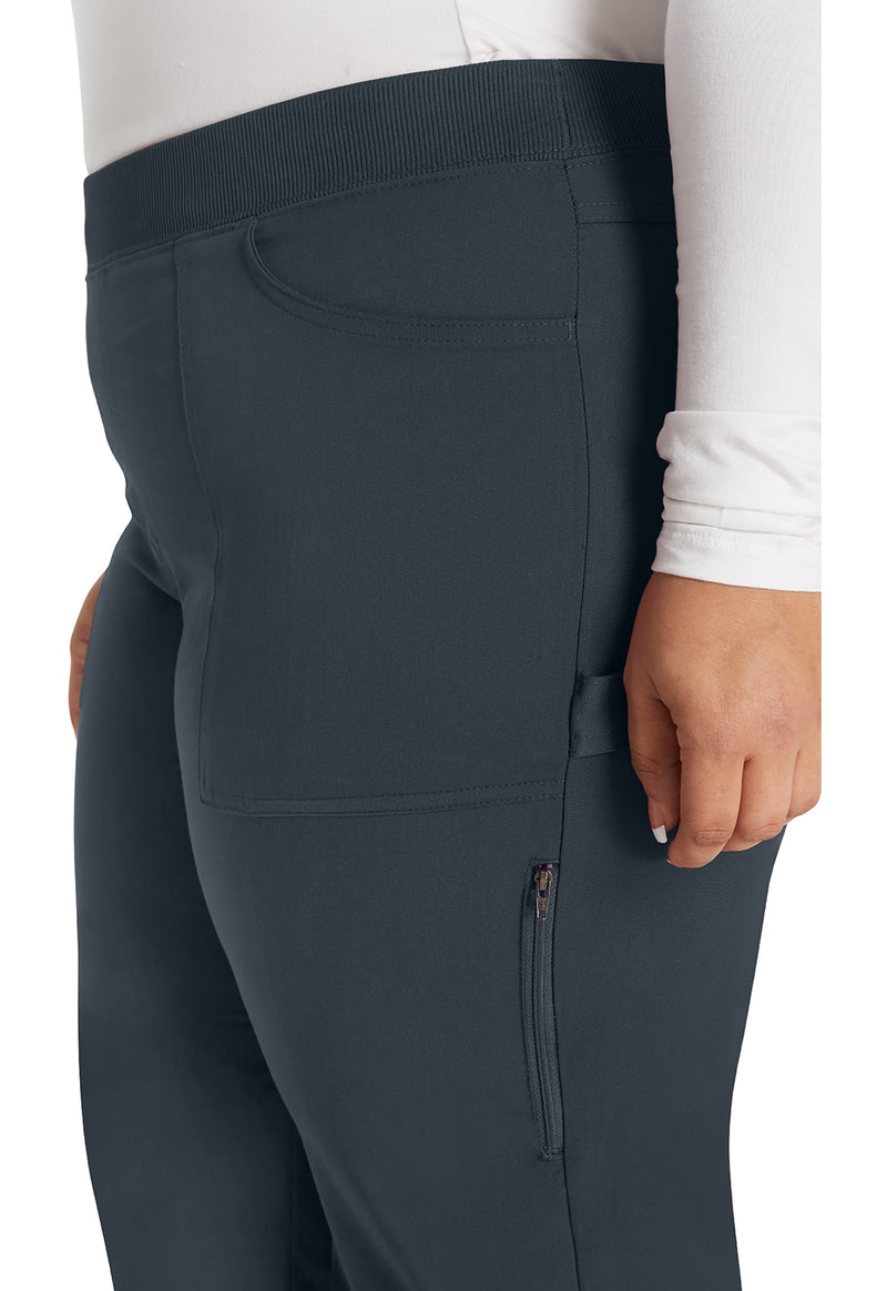 Pewter - Women's Mid Rise Tapered Leg Pull-on Scrub Pants (View 4)