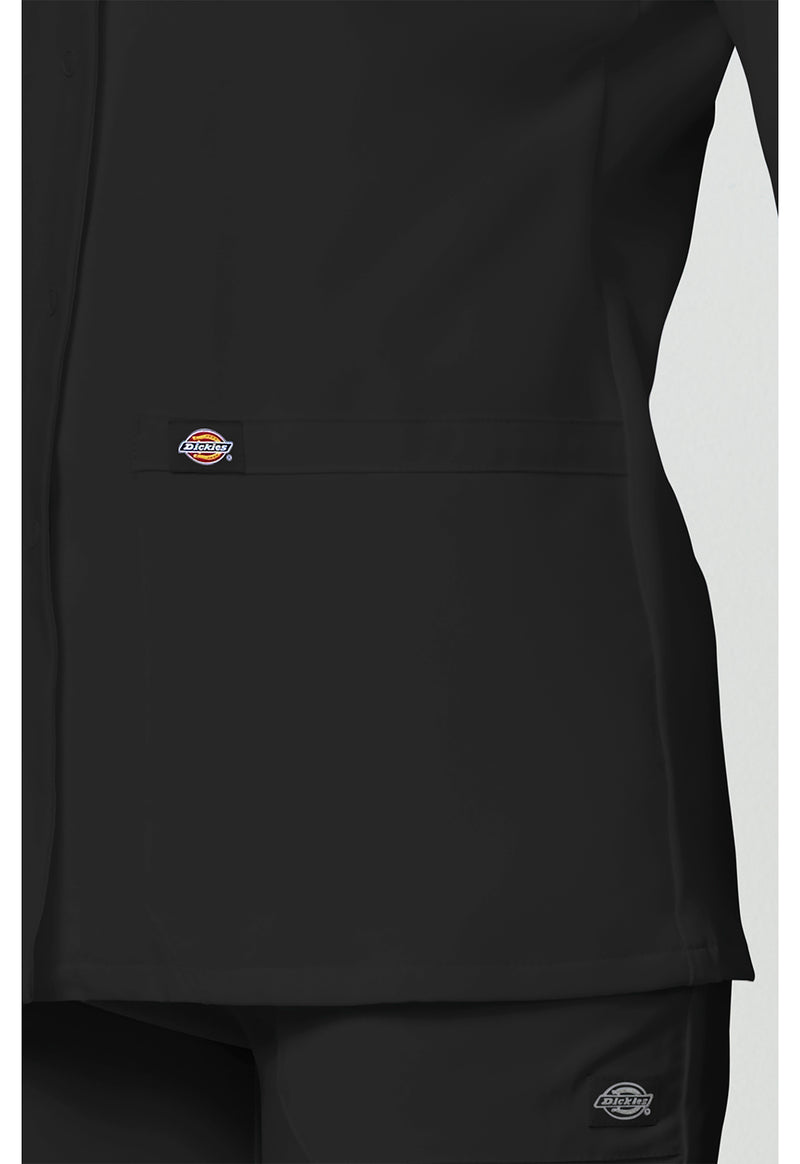 Black - Women's Snap Front Warm-up Scrub Jacket (View 4)