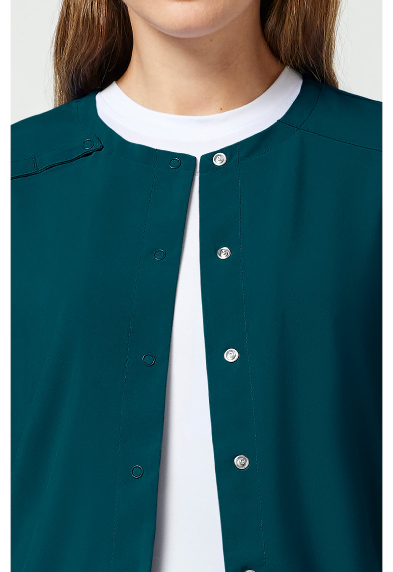 Caribbean Blue - Women's Snap Front Warm-up Scrub Jacket (View 2)