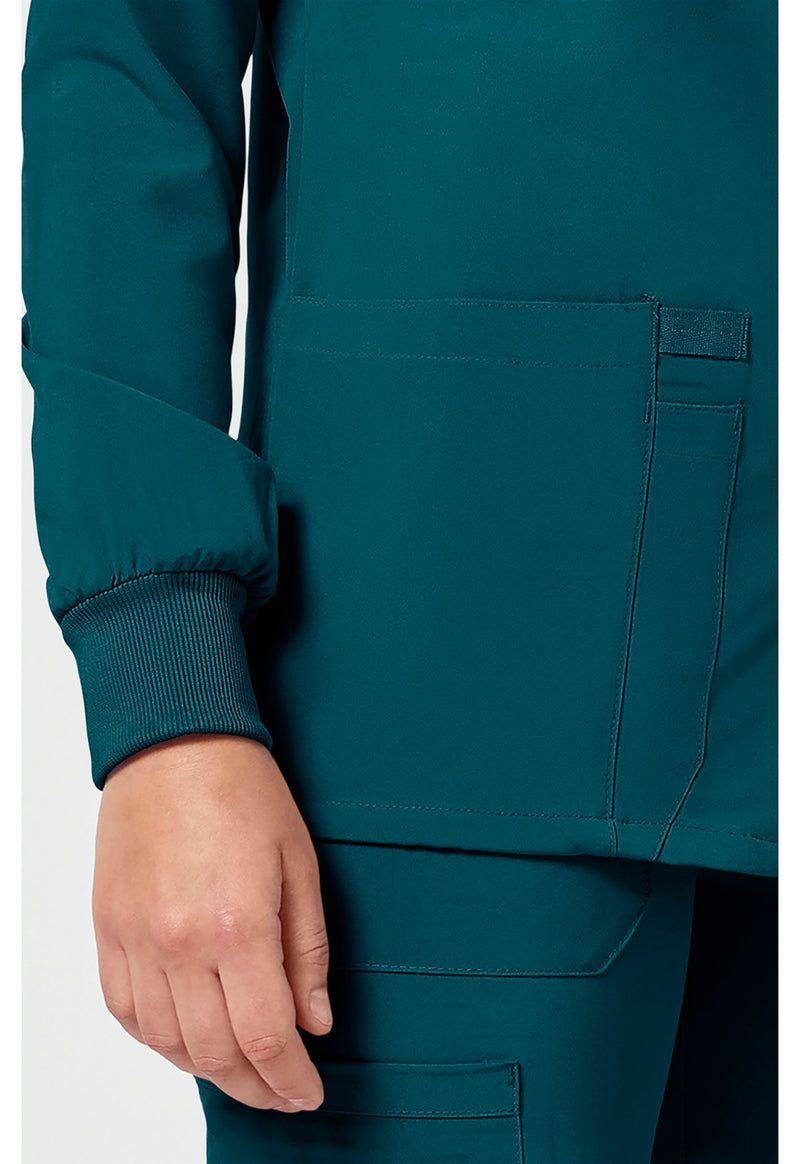 Caribbean Blue - Women's Snap Front Warm-up Scrub Jacket (View 3)
