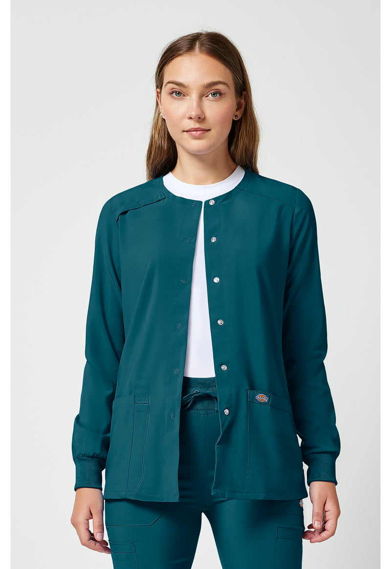 Caribbean Blue - Dickies EDS Essentials Women Scrub Jacket - Front View