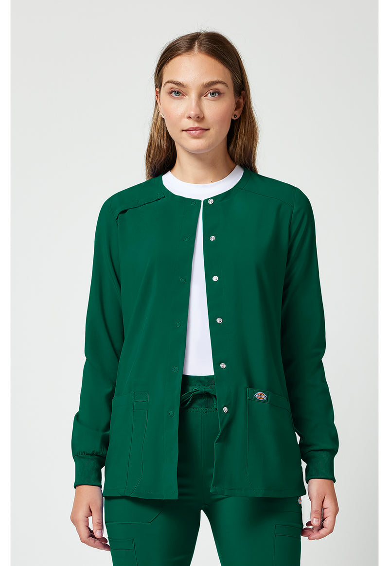Hunter Green - Dickies EDS Essentials Women Scrub Jacket - Front View