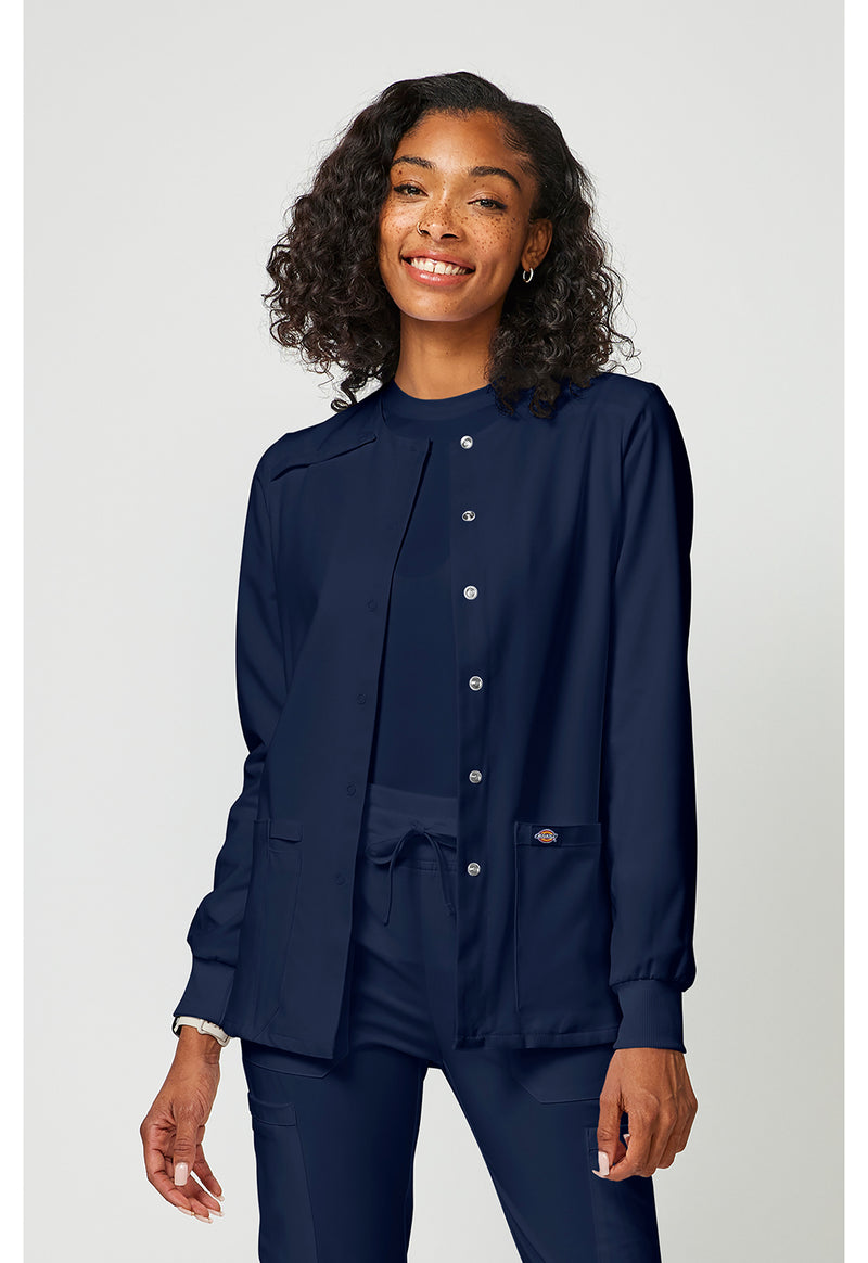 Navy - Dickies EDS Essentials Women Scrub Jacket - Front View