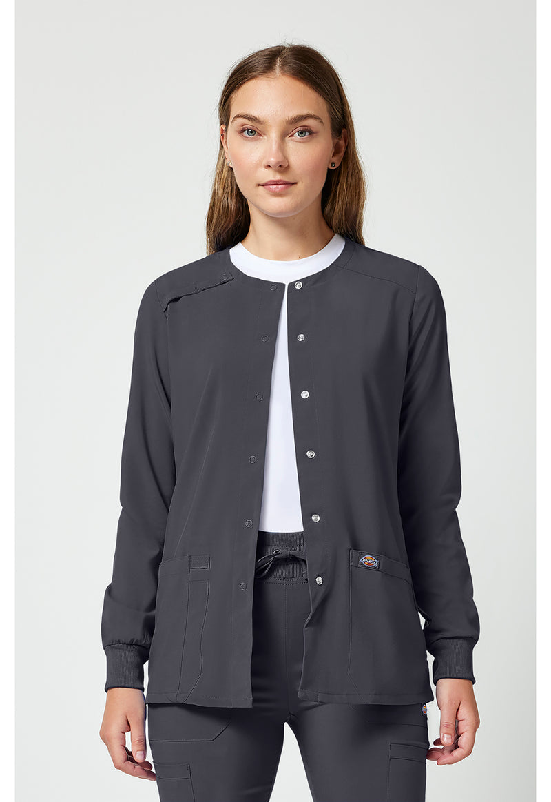 Pewter - Dickies EDS Essentials Women Scrub Jacket - Front View