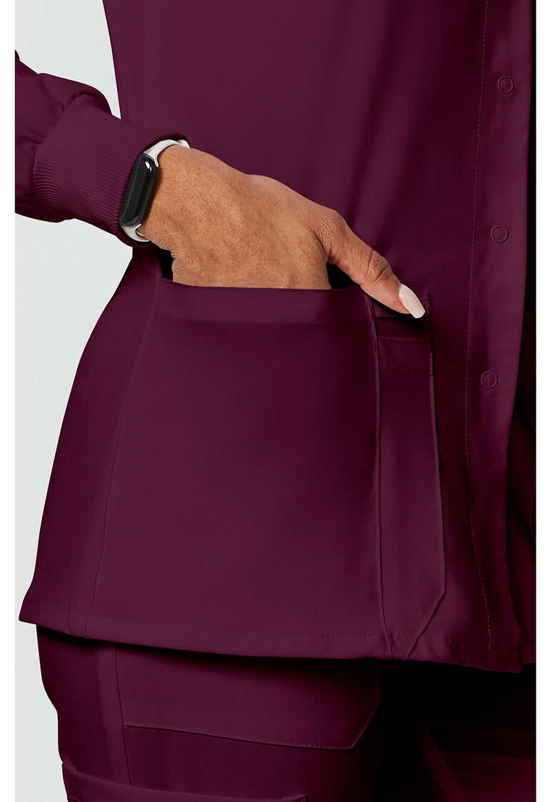 Wine - Women's Snap Front Warm-up Scrub Jacket (View 3)