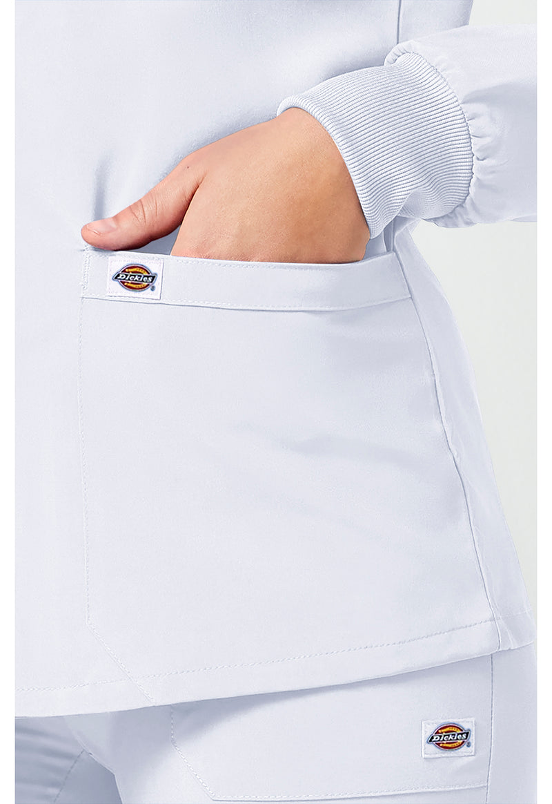 White - Women's Snap Front Warm-up Scrub Jacket (View 4)